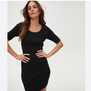 Michael Stars Mae Scoop Neck Sweater dress elbow sleeve Shimmer fashioned rib XL